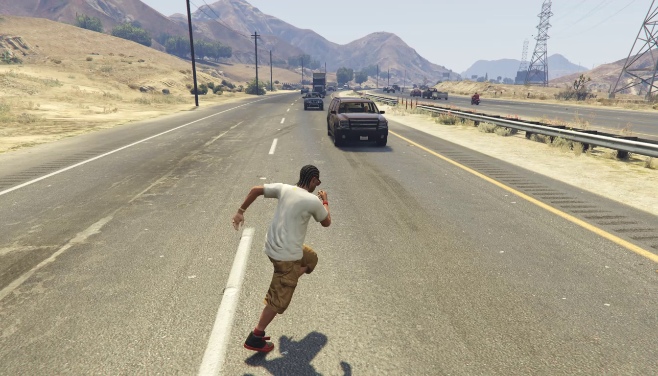 Game RGB target showing a running person on a highway